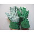 Green Cotton Gardening Band Cuff Dots Garden Glove (DGB110)